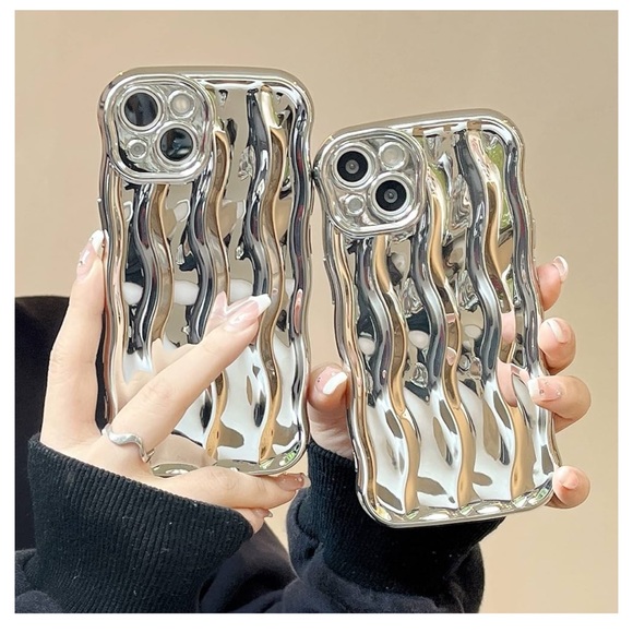 Water Ripple Pattern Curly Wave Frame Soft iPhone 14 Pro Max Phone Case - Picture 1 of 3